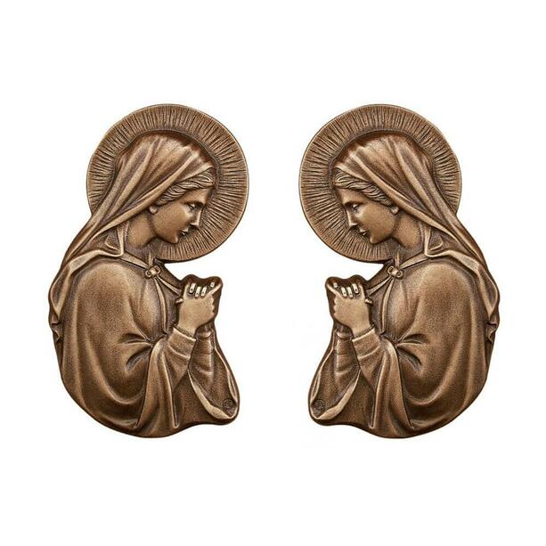 Betende Madonna Bronzerelief-Set - Marienrelief Set / Bronze braun