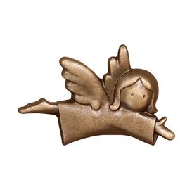 Kleiner Metallengel zur Grabgestaltung - Elomeel rechts / Bronze braun