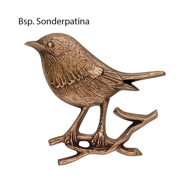 Sitzender Vogel aus Bronze/Aluminium fr Grab - Vogel Pan rechts / Bronze braun