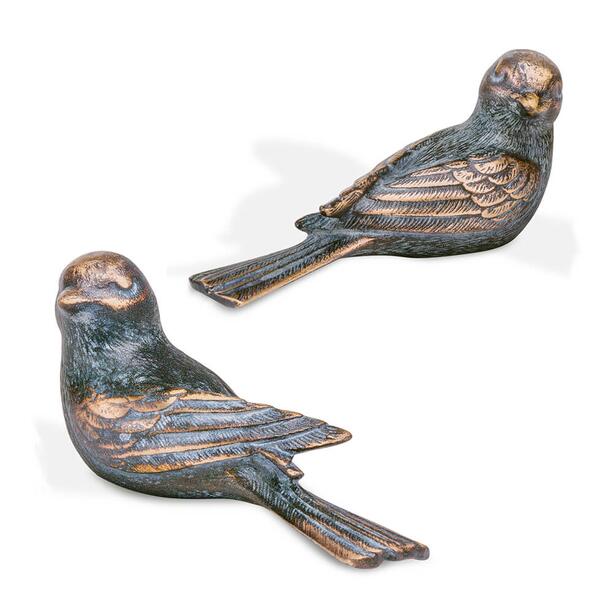 Stilvolles Metall Vogelfiguren-Set - wetterfest - Vgel Pan / Bronze braun