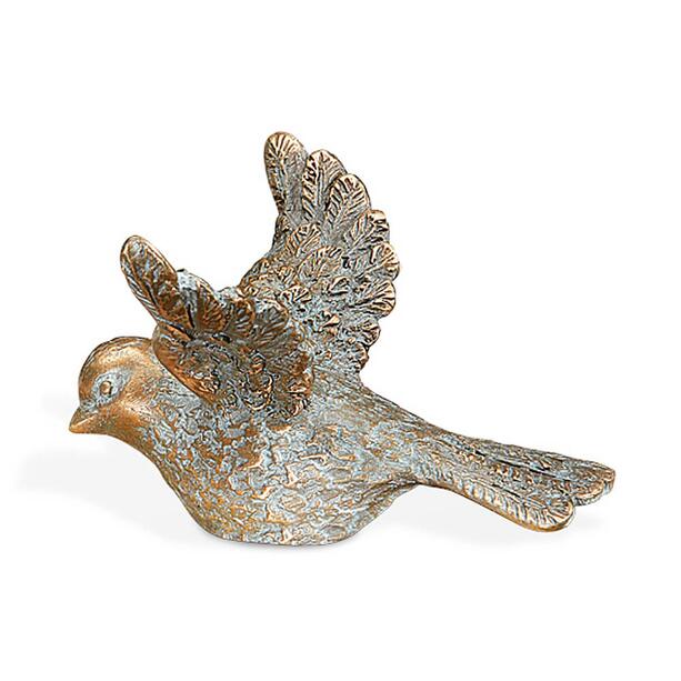 Kleine Vogelskulptur aus Bronzeguss - Vogel Milo links / Bronze braun
