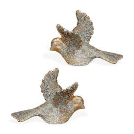 Grabfiguren Set aus 2 Bronzev�geln - V�gel Milo / Bronze braun