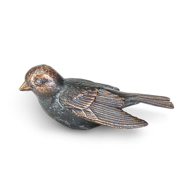 Grabschmuck kleiner Bronzevogel - sitzend - Vogel Tini / Bronze braun