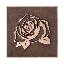 Rosenornament auf eckigem Relief aus Bronze/Alu - Tafel...