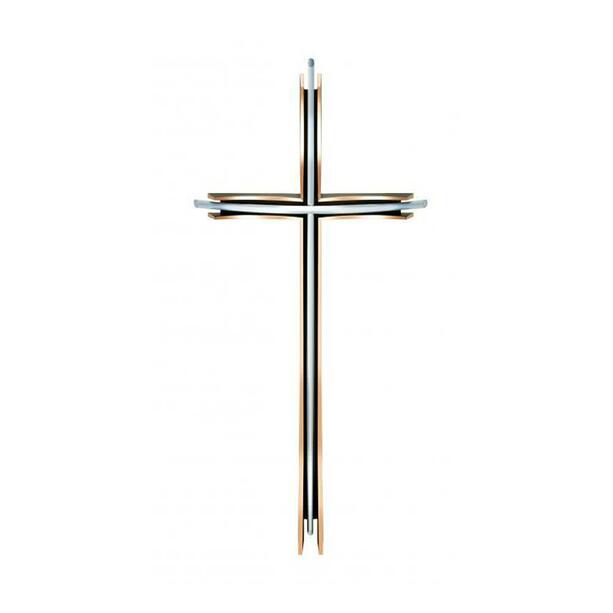 Elegantes Kreuz für Steinsockel aus Bronze/Alu - Kreuz Leo