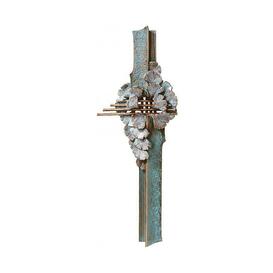 Bronzekreuz fr Grab mit Ginkgobltter - Kreuz Semia
