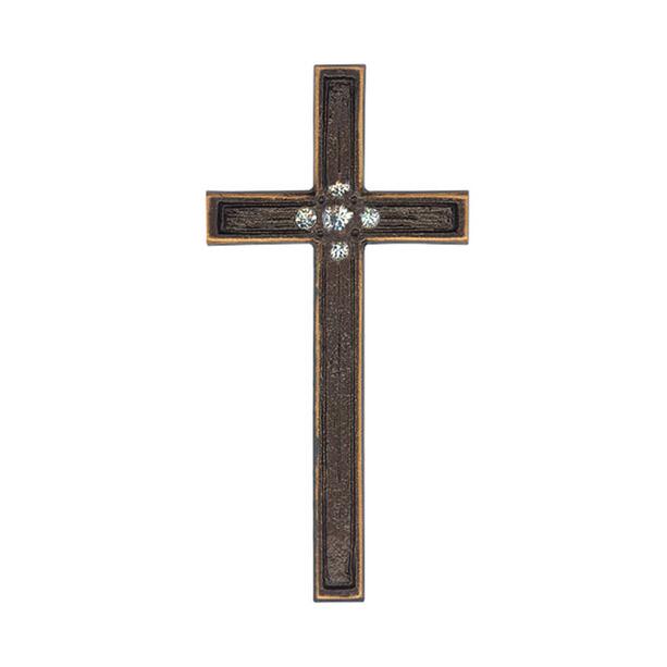 Kleines Kreuz Bronze/Alu mit hellen Swarovskisteinen - Kreuz Hunoi
