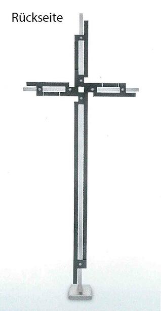 Großes Edelstahlkreuz mit Bronzestreben - Kreuz Donne