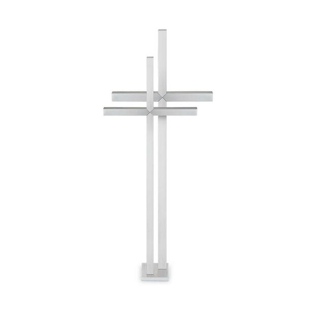 Standkreuz doppelt aus Edelstahl - eckig - Kreuz Wiho