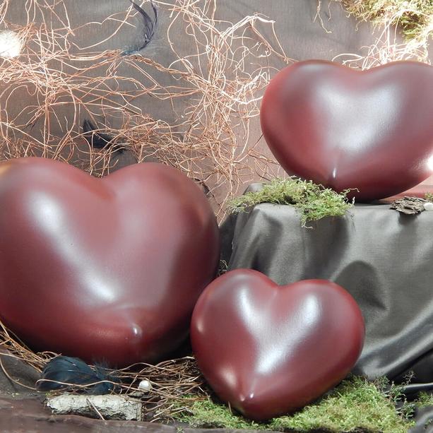Rot schattierte Haustierurne in Herzform aus Keramik - Ulvila