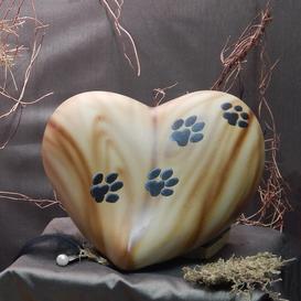 Liebevolle Tierurne in Herzform mit Pfoten aus Keramik -...