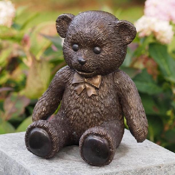 Brauner Teddy aus Bronze als Grabschmuck - Teddybär