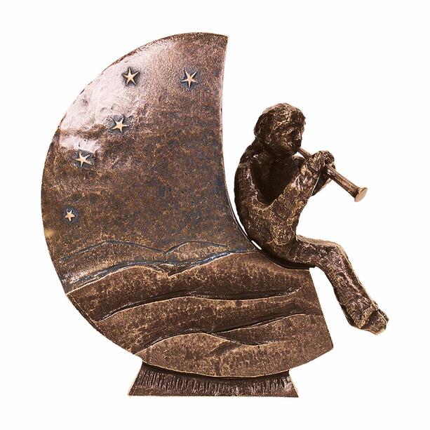 Bronzerelief mit sitzendem Fltenspieler im Sternenhimmel - Jadwiga