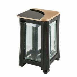Moderne Grablaterne in schwarz mit Metall-Dekoration - Antoni / Messing / 17,5cm