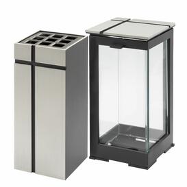 Moderne Grabgarnitur mit ausgefr�stem Detail aus Metall zur Grabmal Dekoration - Kriz / Grablaterne und Grabvase / Aluminium
