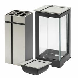 Moderne Grabgarnitur mit ausgefr�stem Detail aus Metall zur Grabmal Dekoration - Kriz / Grablaterne, Grabvase und Weihwasserkessel / Aluminium