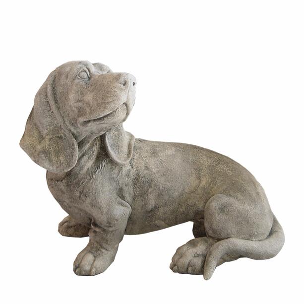 Liebliche Dackel Hundeskulptur fr Grabgestaltung aus Steinguss - Peppino