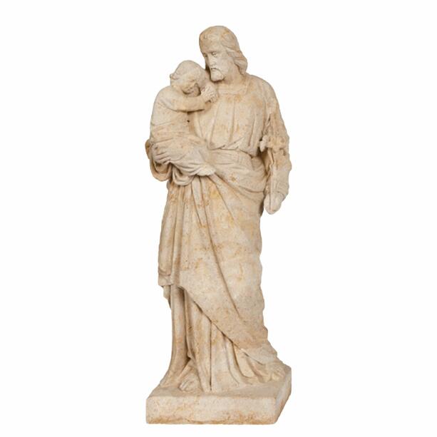 Ausdrucksvolle Steinguss Statue fr Ruhesttten - Mann mit Kind - Helge