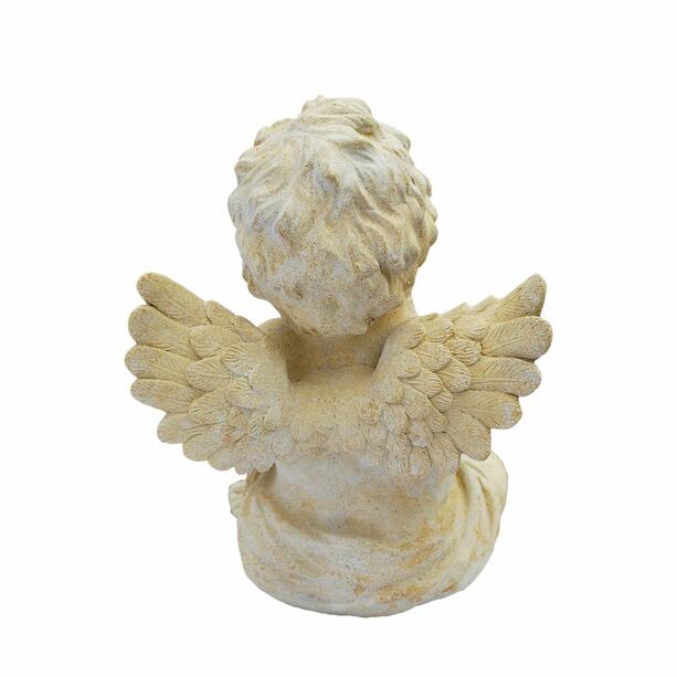 Lieblicher Engel mit Leise-Geste zum Hinsetzen aus Steinguss - Anahera