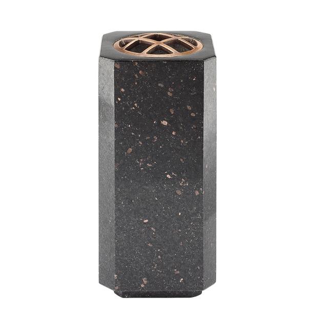 Granit Grabvase mit Blumenverteiler - Ayoka / Premium Black