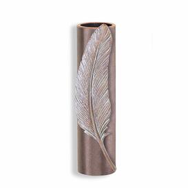 Wandvase aus Metall f�r den Friedhof mit Feder Motiv -...