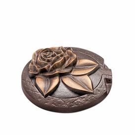 Runder Vasenring aus Bronze oder Aluminium mit Rosenmotiv...