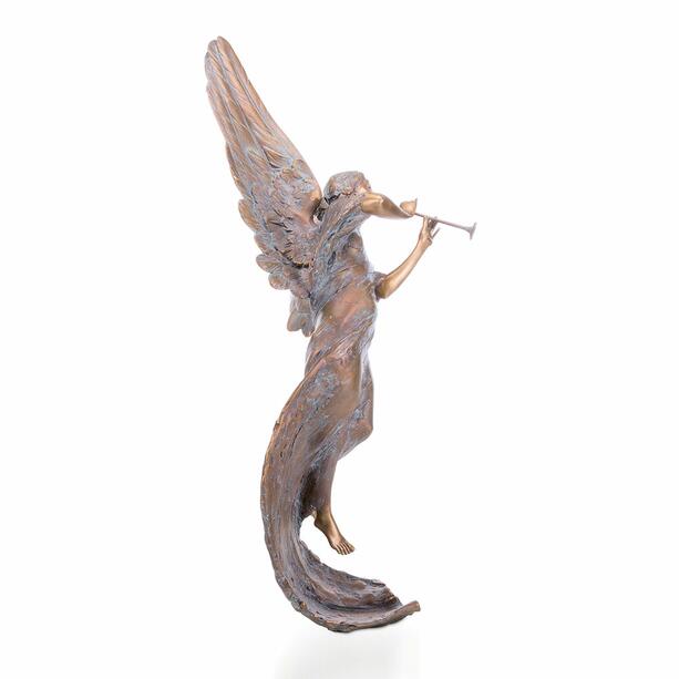 Schwebende Engel Figur aus Bronze mit Instrument - Tristique