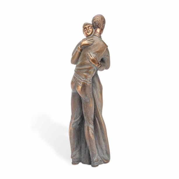 Liebevolle Umarmung zwischen Junge und Mdchen - Stehende Grabfigur aus Metall - Amplexia