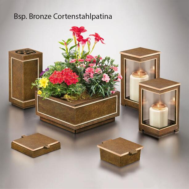 Dunkles Bronze Grabschmuck Set mit hellen Details fr die elegante Grabgestaltung - Quintina