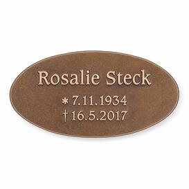 Ovale Gedenktafel aus Bronze mit Schrift - individualisierbar - Cupido / Bronze braun