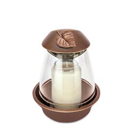 Runde Grableuchte aus Aluminium oder Bronze mit Blatt Symbol - Folia / Bronze braun