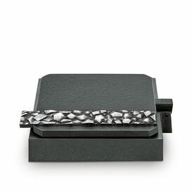 Eckiger Vasenring aus Aluminium oder Bronze mit Kristallornament - Coadi / Aluminium