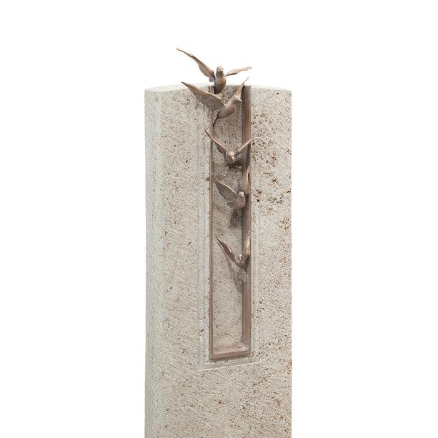Urnengrabstein aus Kalkstein mit Bronzeornament Motiv Vgel - Volare