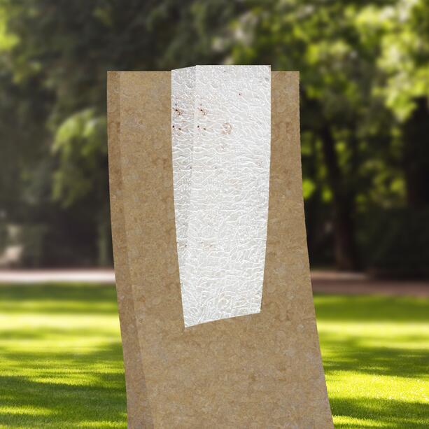 Moderner Einzelgrab-Grabstein als Plastik in Kalkstein & Marmor - Ritomo Opus