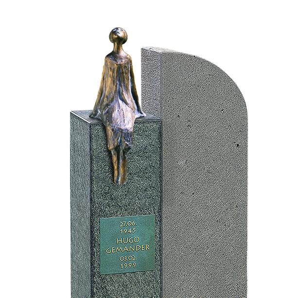 Zweiteiliger Urnengrabstein mit Sternenguckerin aus Bronze - Ramo Orbis