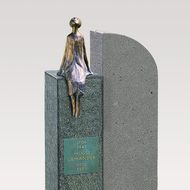 Zweiteiliger Doppelgrabstein mit Sternenguckerin aus Bronze - Ramo Orbis