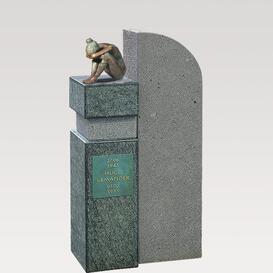 Grabstein Einzelgrab mit trauernder Figur in Bronze -...