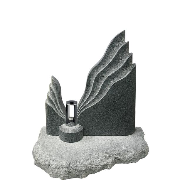 Zweiteiliger Granit Urnengrabstein mit Grablaterne - Symeon Lumis