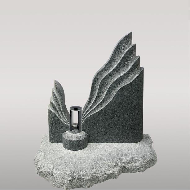 Zweiteiliger Granit Doppelgrabstein mit Grablaterne - Symeon Lumis