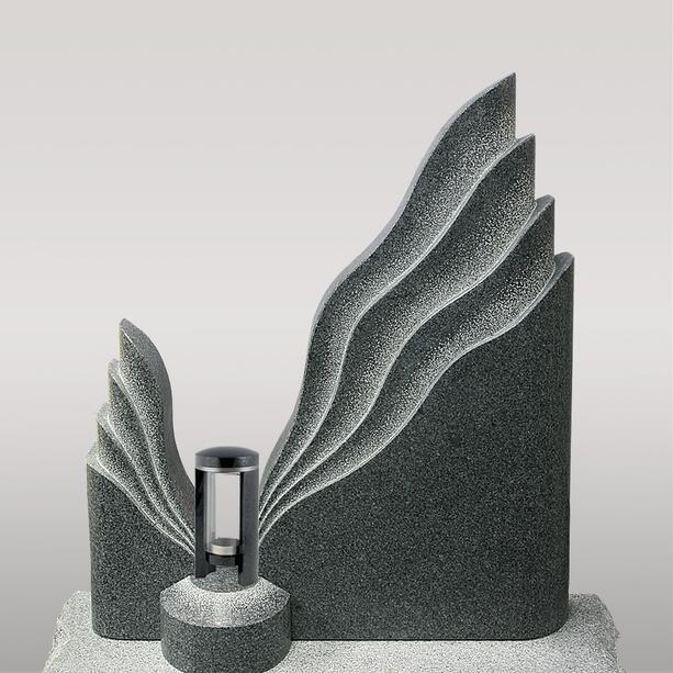 Zweiteiliger Granit Doppelgrabstein mit Grablaterne - Symeon Lumis