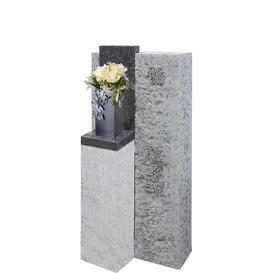 Modernes Kalkstein-Grabmal fr ein Urnengrab mit Bronze...