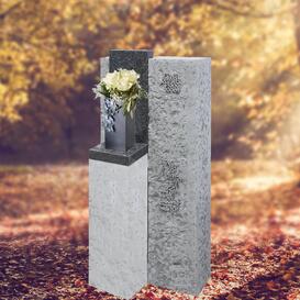 Modernes Kalkstein-Grabmal fr ein Einzelgrab mit Bronze...