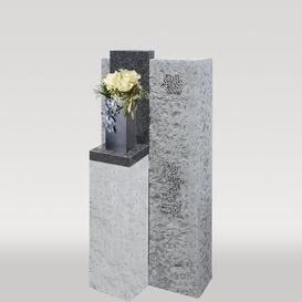 Modernes Kalkstein-Grabmal fr ein Doppelgrab mit Bronze...