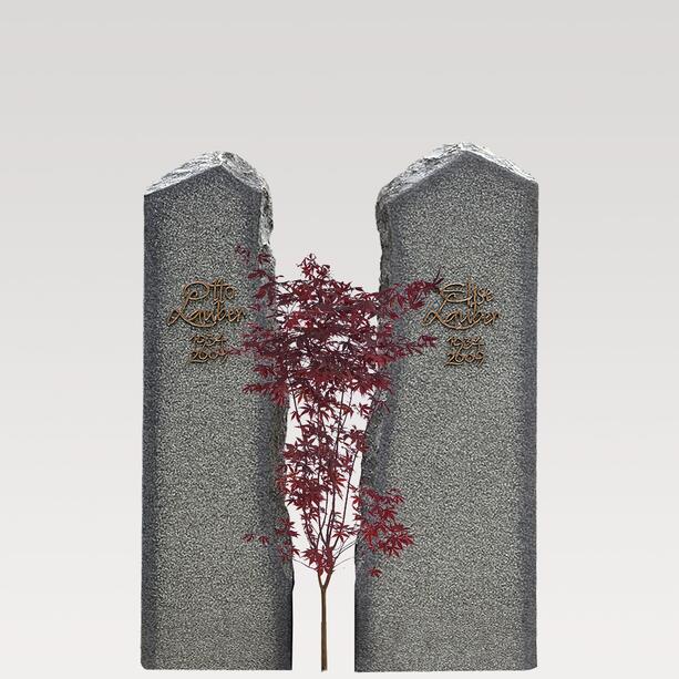 Zweiteiliges Granit Grabmal fr ein Doppelgrab mit Rosenbaum - Magnus Rosa