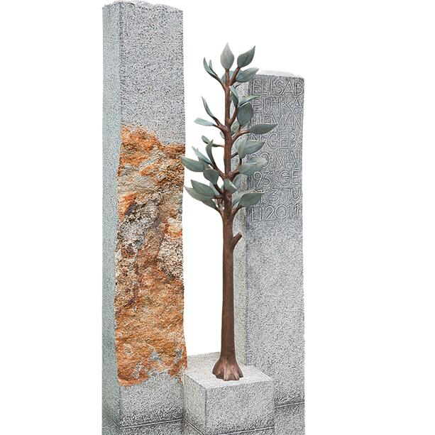 Urnengrab Grabstein Kombination mit Lebensbaum aus Bronze - Corentine