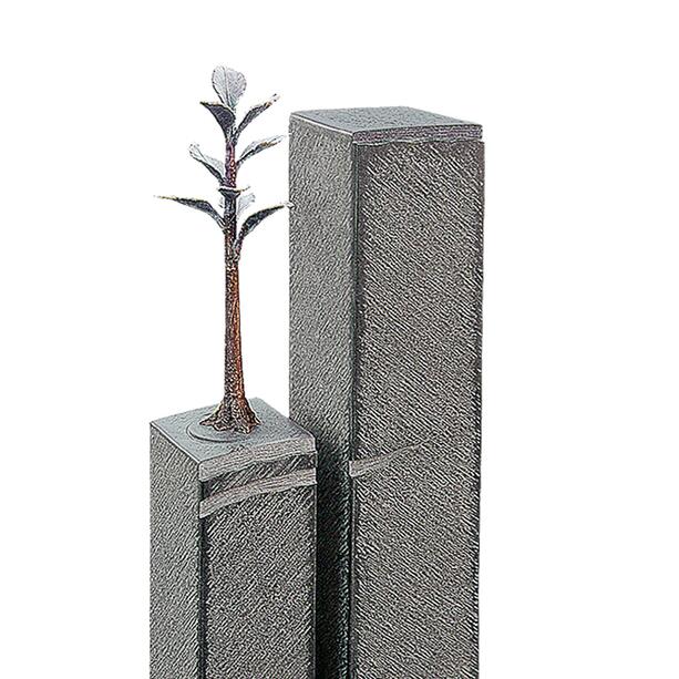 Zweiteiliges Grabdenkmal Urnengrab mit Granit Stelen & Lebensbaum - Prigueux Albero
