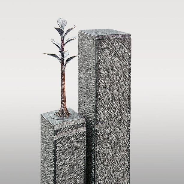 Zweiteiliges Grabdenkmal Doppelgrab mit Granit Stelen & Lebensbaum - Prigueux Albero