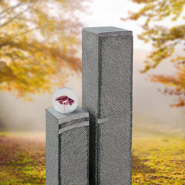 Zweiteilige Grabstelen Kombination fr ein Urnengrab mit Glaskugel - Prigueux Vita