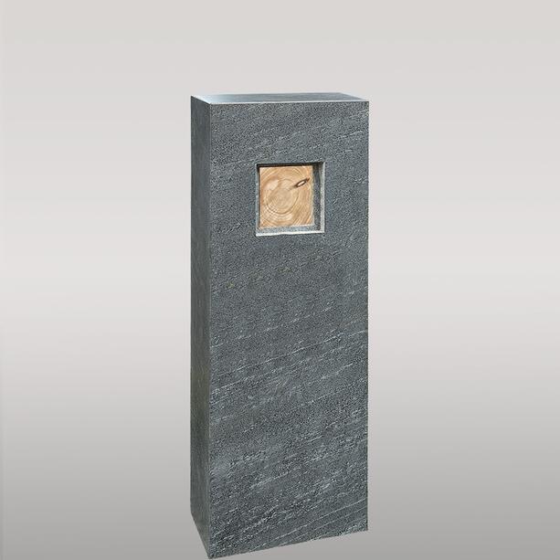 Urnengrab Grabdenkmal in Granit mit Holz Dekoration in Eiche - Genevive Legno
