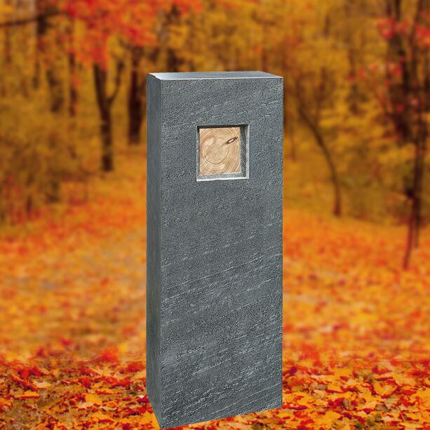 Doppelgrab Grabdenkmal in Granit mit Holz Dekoration in Eiche - Genevive Legno